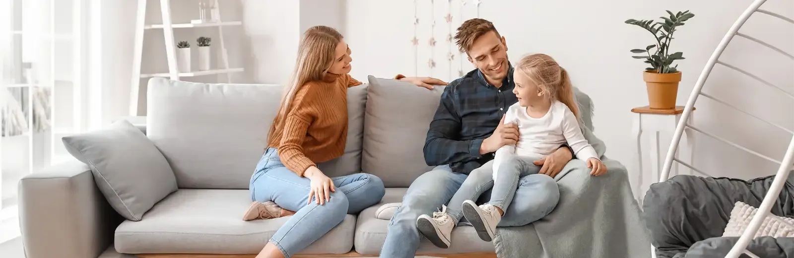 family on couch