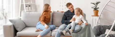 family on couch